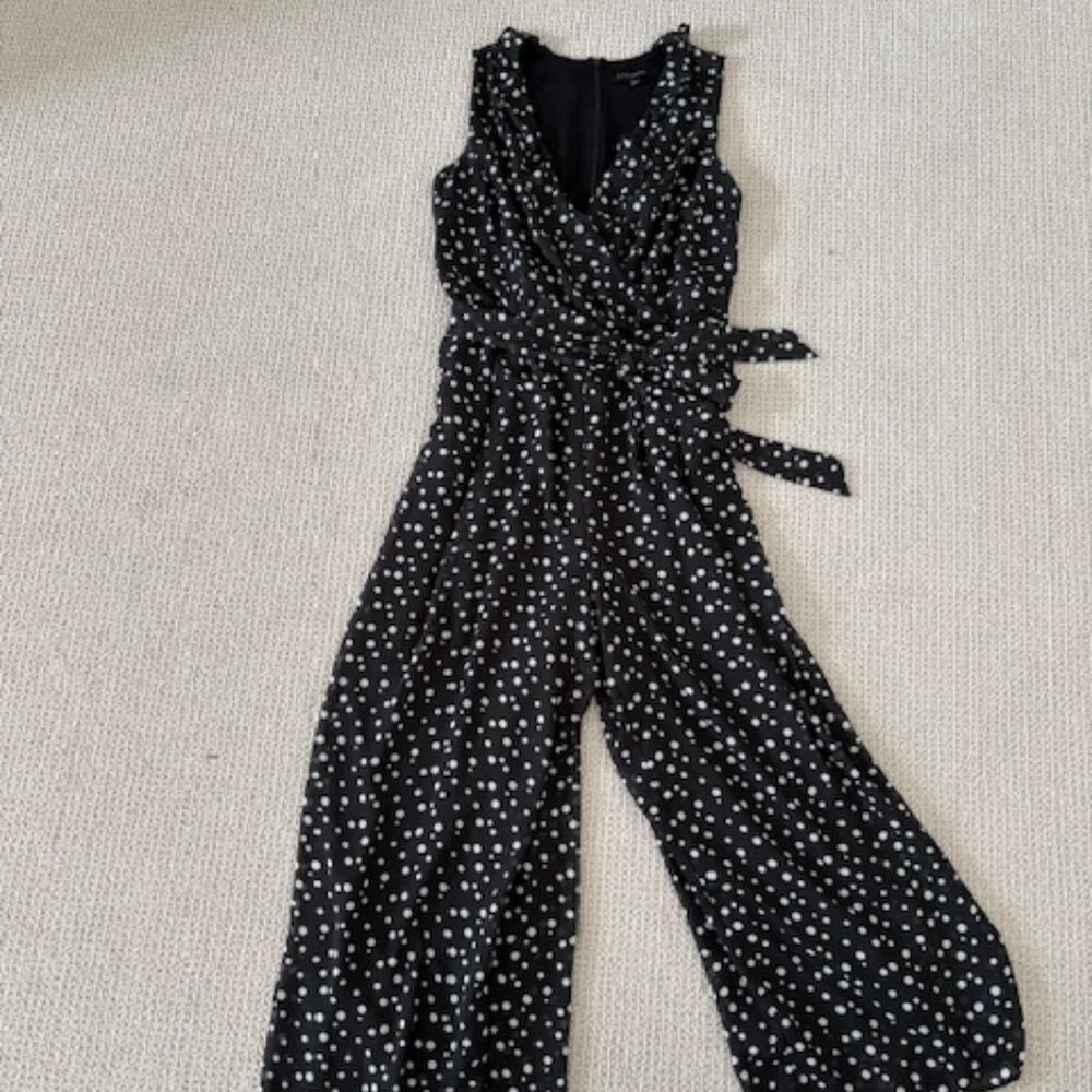 ✨ Lane Bryant Black & White Polka Dot Jumpsuit – Size 16